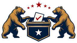 Two bears with a ballot box